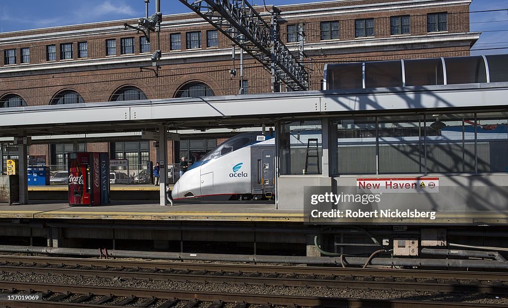 Amtrak's Acela Heads To Washington, DC's Union Station