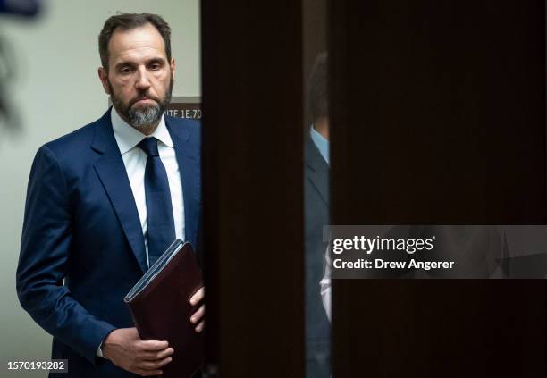 Special Counsel Jack Smith arrives to give remarks on a recently unsealed indictment including four felony counts against former U.S. President...