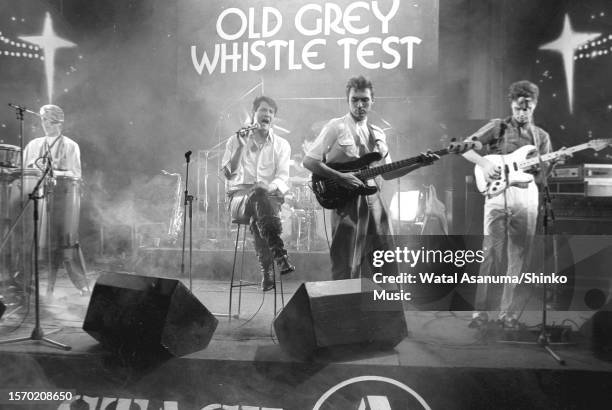 Spandau Ballet performing on BBC music TV show 'The Old Grey Whistle Test', BBC studios, London, UK, 5 May 1982. Steve Norman, Tony Hadley, Martin...