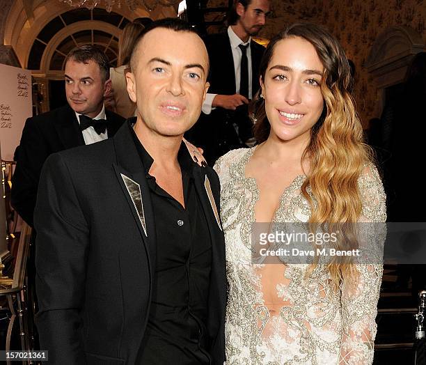 Julien Macdonald and Delilah attend a drinks reception at the British Fashion Awards 2012 at The Savoy Hotel on November 27, 2012 in London, England.