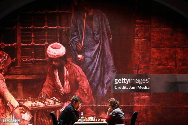 Magnus Carlsen from Norway and Judit Polgar from Hungary play the final chess game Foursquare Blindfold and Rapid Tournament, as part of the Second...