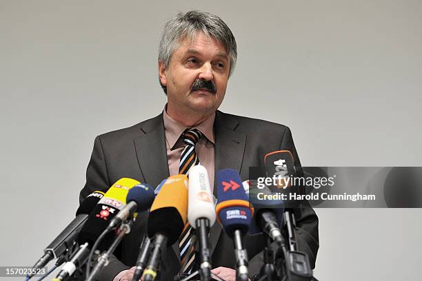 Egon Engler, Head of Caritas Freiburg, attends a press conference on the death of 14 people during a fire in a Caritas employment facility for...