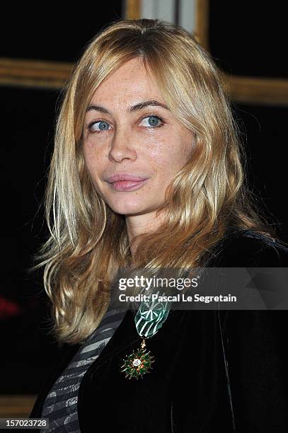 Emmanuelle Beart poses after being honored the Officier des Arts et des Lettres at Ministere de la Culture on November 27, 2012 in Paris, France.