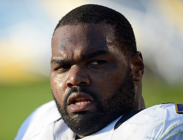 Portrait of Michael Oher of the Baltimore Ravens during the game against the San Diego Chargers at Qualcomm Stadium on November 25, 2012 in San...