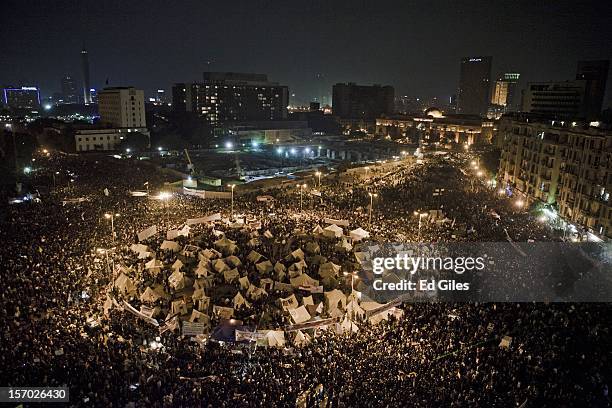 Protesters fill Tahrir Square in Central Cairo during demonstrations against Egyptian President Mohammed Mursi on November 27, 2012 in Cairo, Egypt....