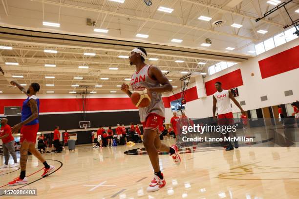 August 1 - Canada's men's basketball team practice during the FIBA Men's Basketball World Cup training camp at the OVO Athletic Centre in Toronto....
