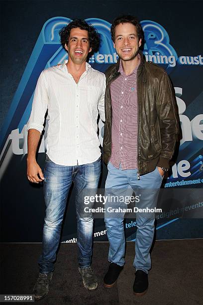 Andy Lee and Hamish Blake pose at the Nine 2013 program launch at Myer on November 28, 2012 in Melbourne, Australia.