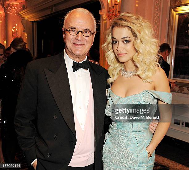 Manolo Blahnik and Rita Ora attend a drinks reception at the British Fashion Awards 2012 at The Savoy Hotel on November 27, 2012 in London, England.