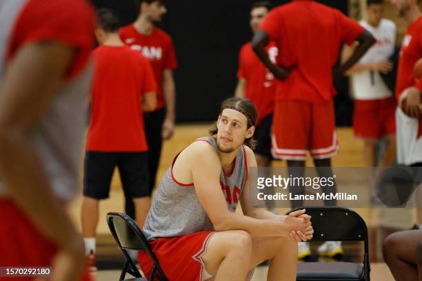 August 1 - Kelly Olynyk of Canada's men's basketball team is pictured during the FIBA Men's Basketball World Cup training camp at the OVO Athletic...