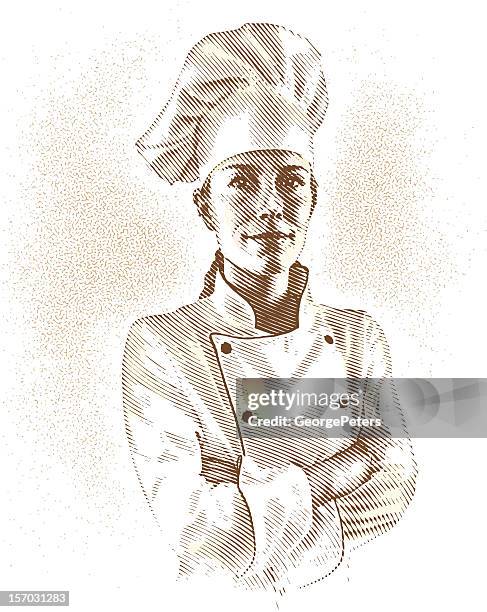stockillustraties, clipart, cartoons en iconen met portrait of chef - chef kok