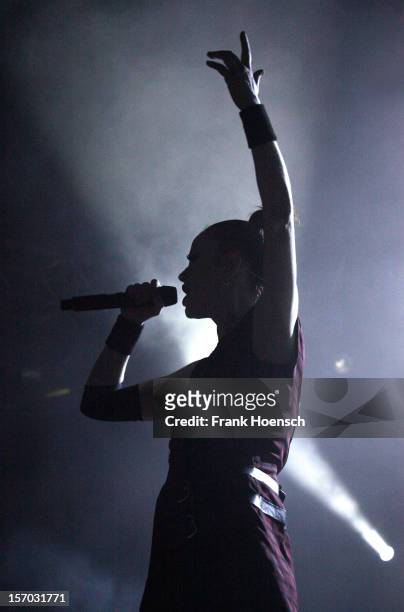 Singer Shirley Manson of Garbage performs live during a concert at the Huxleys on November 27, 2012 in Berlin, Germany.