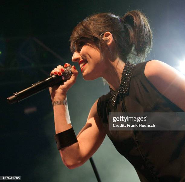 Singer Jennifer Ayache aka. Jenn of Superbus performs live in support of Garbage during a concert at the Huxleys on November 27, 2012 in Berlin,...