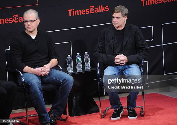 Matt Damon and Gus Van Sant attends TimesTalk Presents An Evening With Marion Cotillard, Matt Damon & Gus Van Sant>> at TheTimesCenter on November...