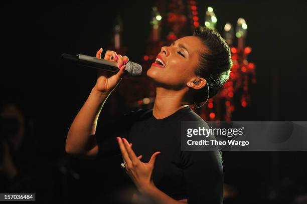 Alicia Keys performs onstage at iHeartRadio Live Presents Alicia Keys at iHeartRadio Theater on November 27, 2012 in New York City.