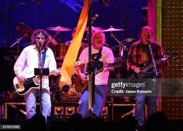 Billy Talbot, Ralph Molina, Frank Sampedro and Neil Young of Crazy Horse perform at Madison Square Garden on November 27, 2012 in New York City.