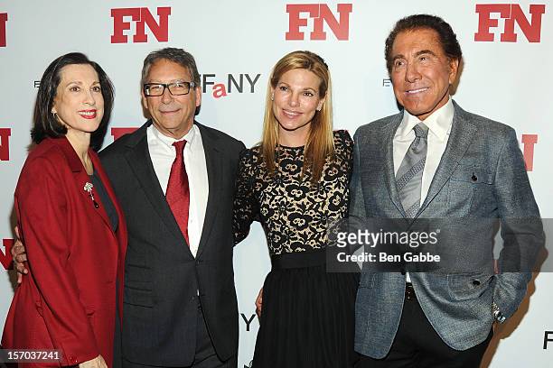 Jane Weitzman, Stuart Weitzman, Andrea Hissom and Steve Wynn attend 2012 Footwear News Achievement Awards at MOMA on November 27, 2012 in New York...