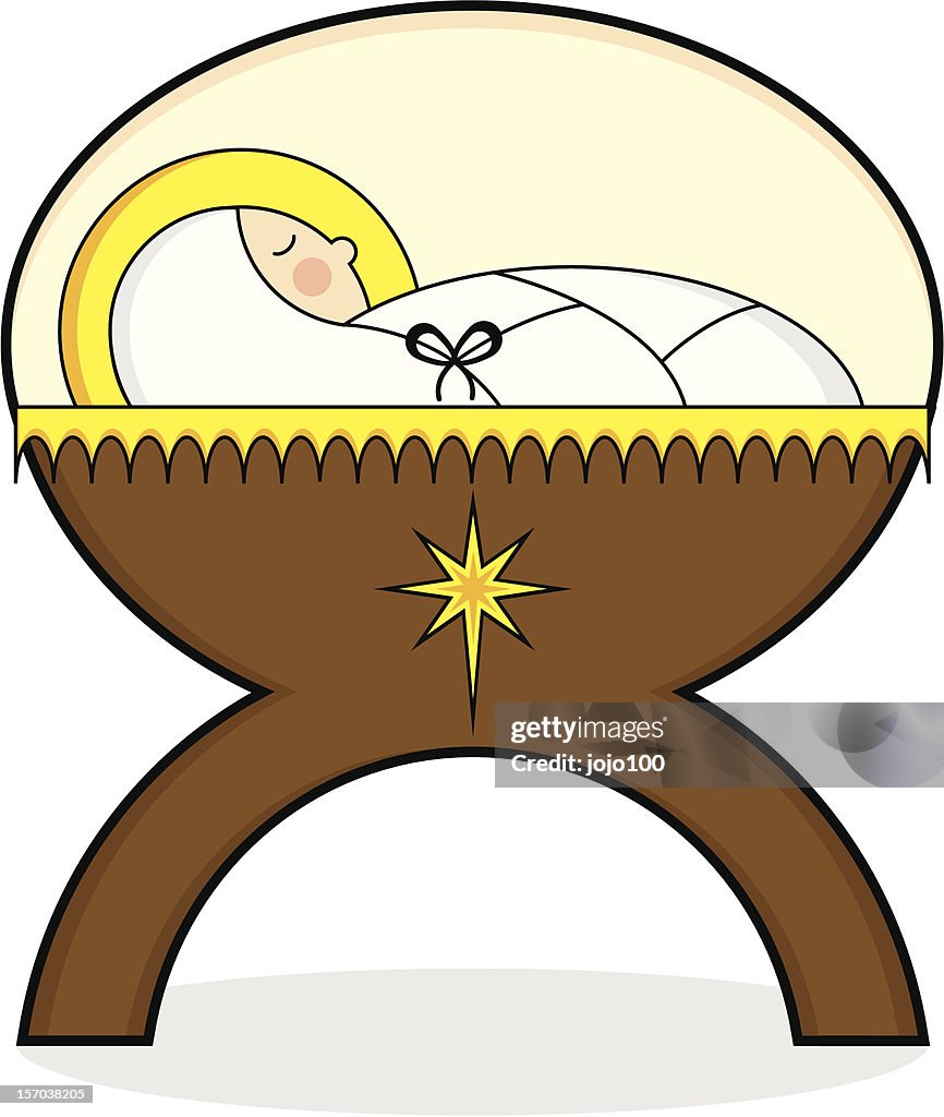 Baby Jesus in Manger Cradle Icon
