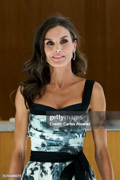 Queen Letizia of Spain inaugurates The Gallery Of The Royal Collections new museum on July 25, 2023 in Madrid, Spain.