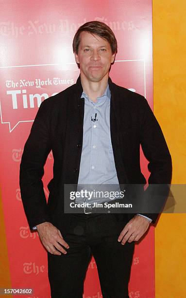 Writer Hugo Lindgren attends TimesTalk Presents An Evening With Marion Cotillard, Matt Damon & Gus Van Sant at TheTimesCenter on November 27, 2012 in...