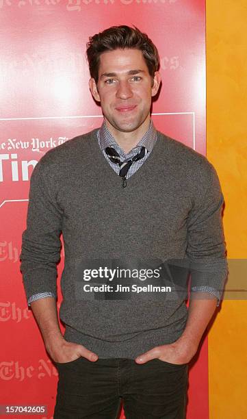 Actor John Krasinski attends TimesTalk Presents An Evening With Marion Cotillard, Matt Damon & Gus Van Sant at TheTimesCenter on November 27, 2012 in...