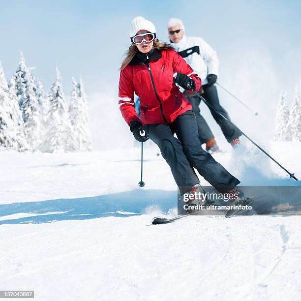 snow skiing - senior winter sport stock pictures, royalty-free photos & images