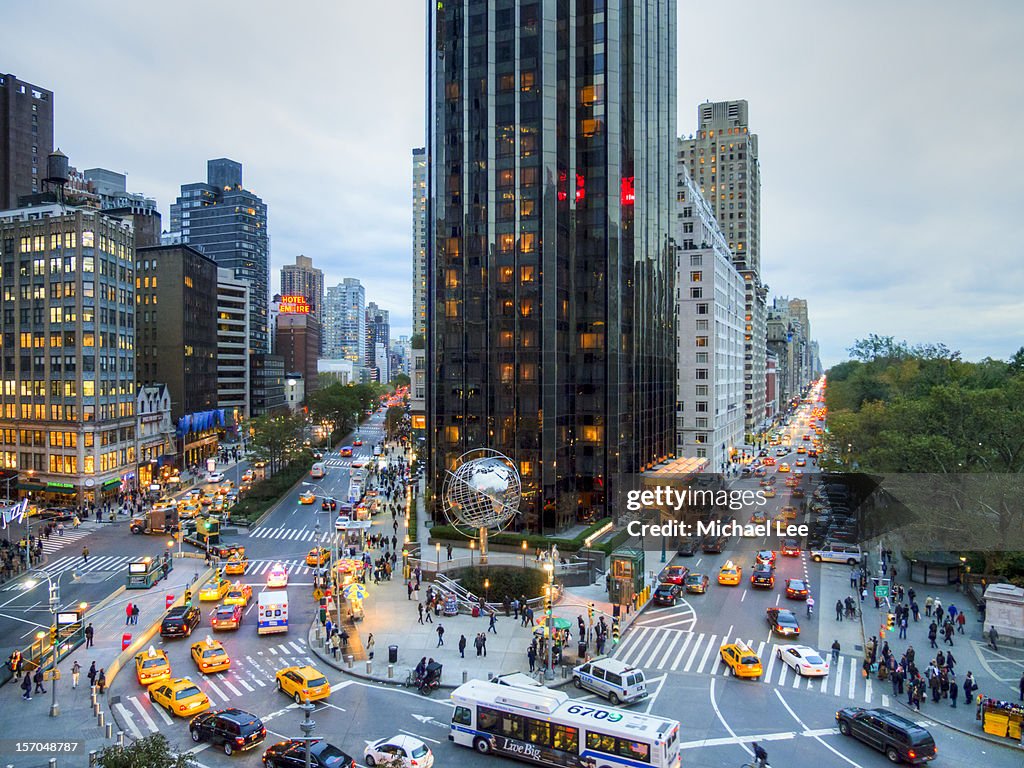 Broadway and central park west elevated view