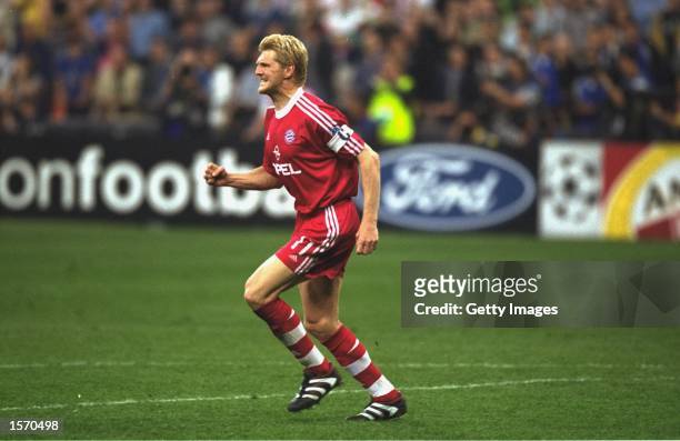 Stefan Effenberg of Bayern Munich in action during the UEFA Champions League Final against Valencia played at the San Siro, in Milan, Italy. The...