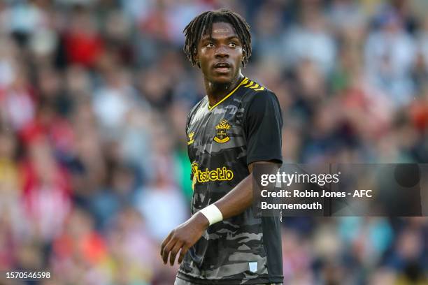 Romeo Lavia of Southampton during pre-season friendly match between Southampton FC and AFC Bournemouth at St Mary's Stadium on July 25, 2023 in...