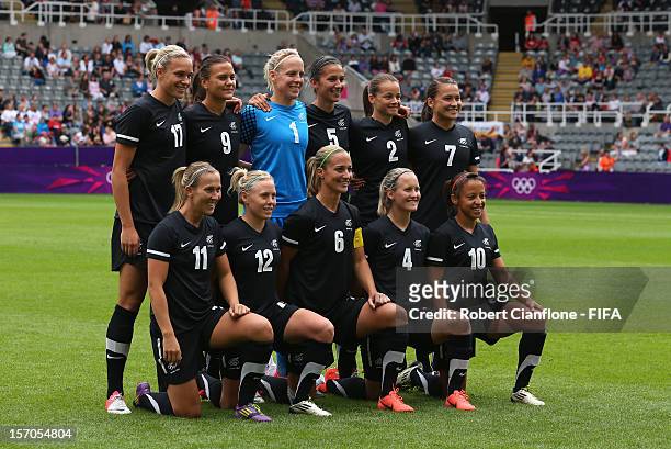 New Zealand line up prior to the Women's Football Quarter Final match between United States and New Zealand, on Day 7 of the London 2012 Olympic...