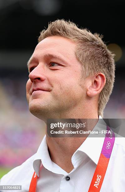 Tony Readings coach of New Zealand looks on prior the Women's Football Quarter Final match between United States and New Zealand, on Day 7 of the...