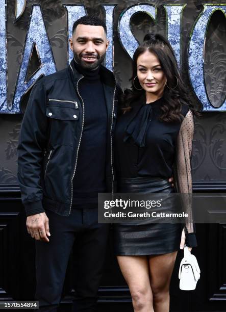 Jermaine Pennant and Jess Impiazzi attend the UK premiere of "Haunted Mansion" at Cineworld Leicester Square on July 25, 2023 in London, England.