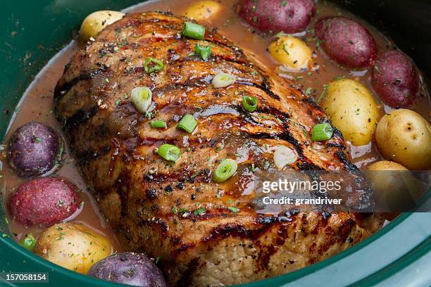 pot roast with potatoes - roast pig stock pictures, royalty-free photos & images