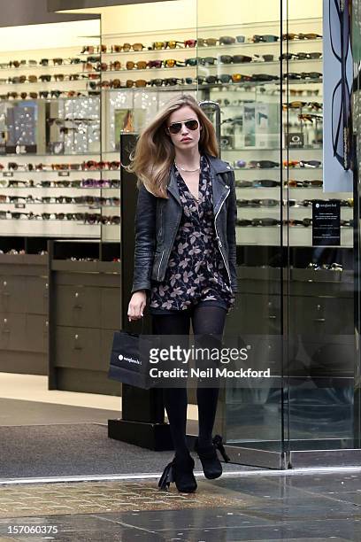 Georgia May Jagger is seen shopping at Sunglass Hut in Covent Garden on November 27, 2012 in London, England.
