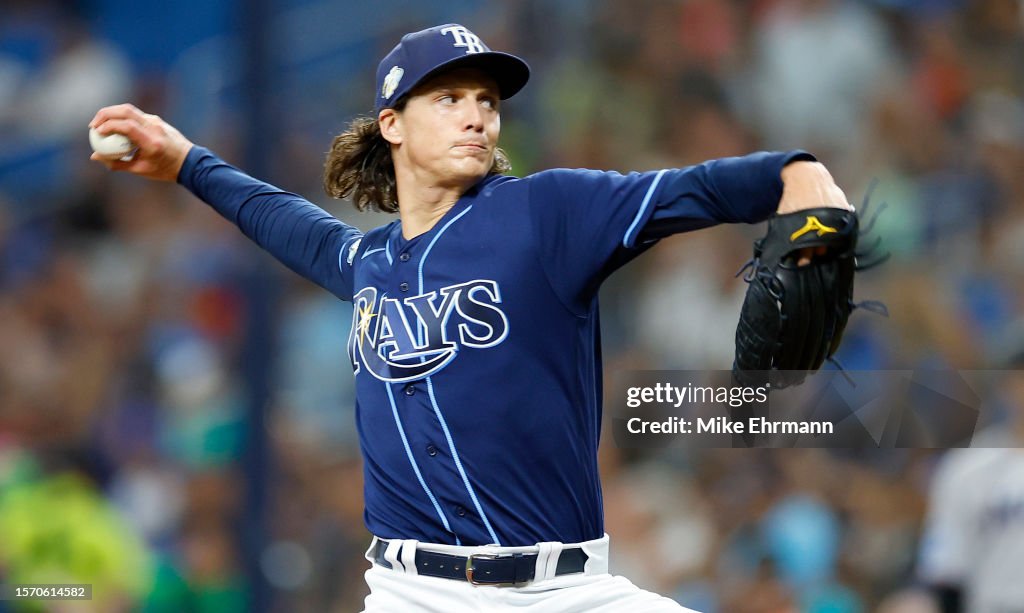 Miami Rays Tyler Glasnow of the Tampa Bay Rays pitches during a game against the ...
