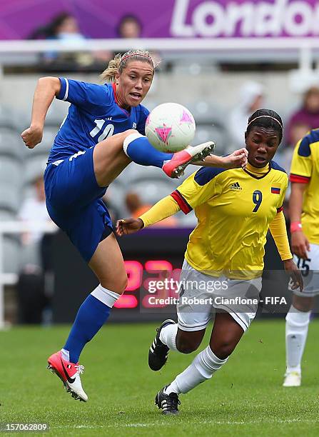 Eugenie Le Sommer of France controls the ball during the Women's Football first round Group G match between France and Colombia on Day 4 of the...