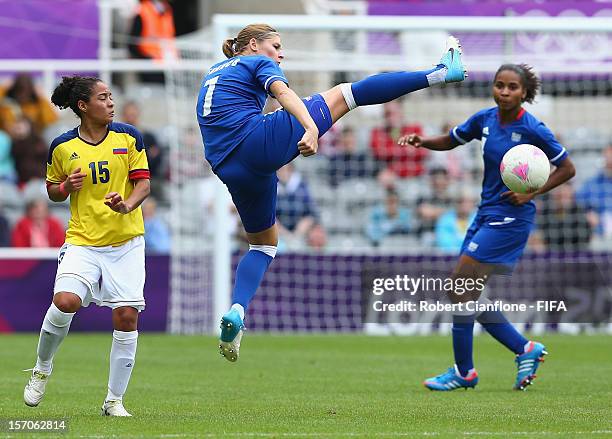 Corine Franco of France controls the ball during the Women's Football first round Group G match between France and Colombia on Day 4 of the London...