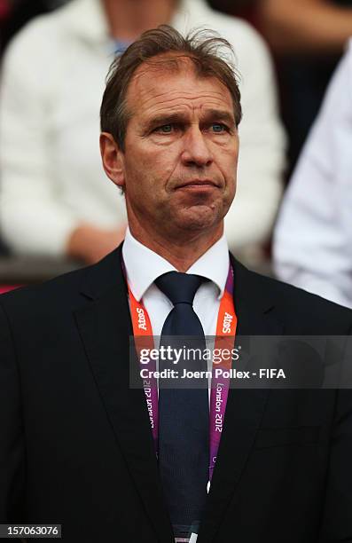Head coach Pim Verbeek of Marocco is pictured prior to the Men's Football first round Group D match between the Spain and Morocco on Day 5 of the...