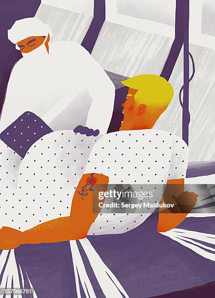 father's day - man lying on back hurt stock illustrations