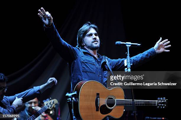Colombian singer Juanes performs live at the Coliseo El Campin as part of his Unplugged Tour on November 27, 2012 in Bogota, Colombia.