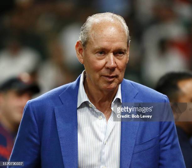 Houston Astros owner Jim Crane before a game against the Texas Rangers at Minute Maid Park on July 24, 2023 in Houston, Texas.