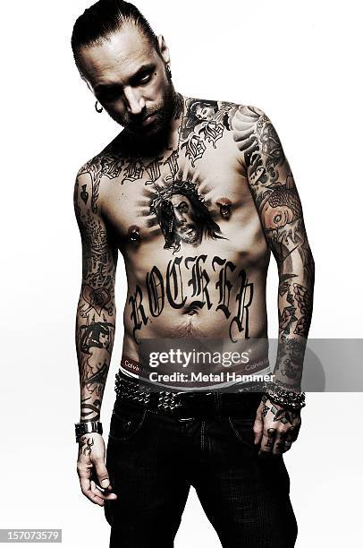 Portrait of Nicke Borg, vocalist with Swedish hard rock group Backyard Babies, taken on September 12, 2008 in London.