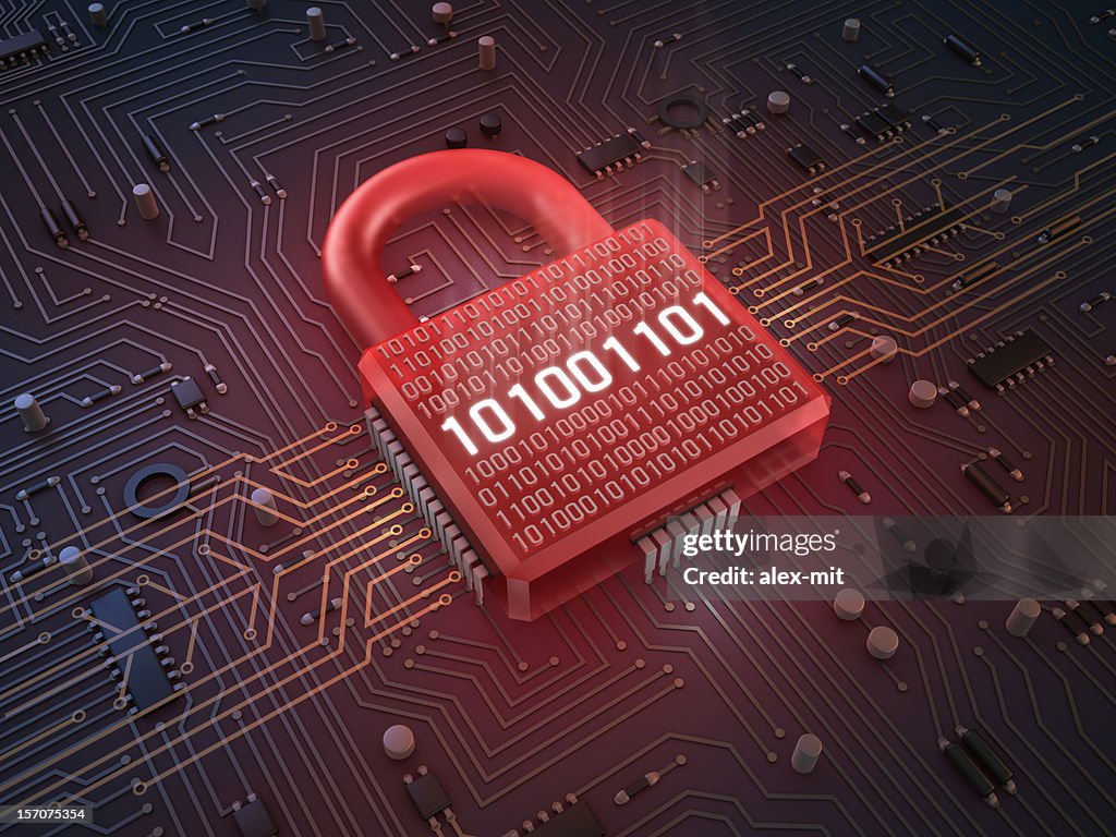 Network Firewall Lock Firewall Lock On Mainboard Concept Background High-Res Stock Photo ...