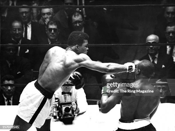 Muhammad Ali throws a right hook against Doug Jones during the fight at Madison Square Garden on March 13, 1963 in New York,New York. Muhammad Ali...