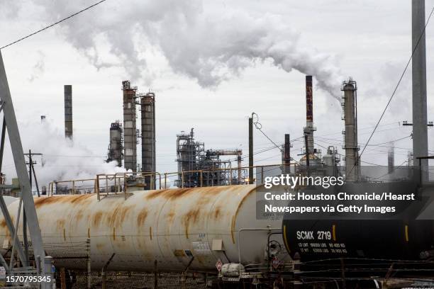 Train passes a petrochemical plant during a tour dubbed a Toxic Tour on Saturday, Feb. 9 in Deer Park. The tour will visited sites in and around the...