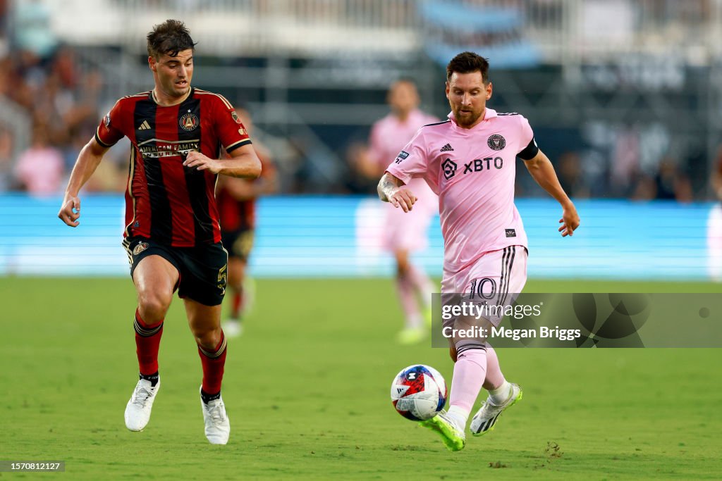 Inter Miami Cf Rivals Lionel Messi of Inter Miami CF controls the ball against Santiago ...