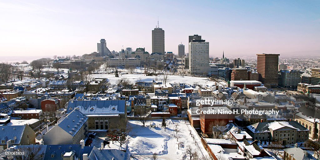 Quebec city skyline in the winter