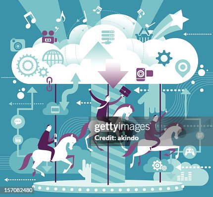 Fun & Cloud computing concept Fun & Cloud computing concept