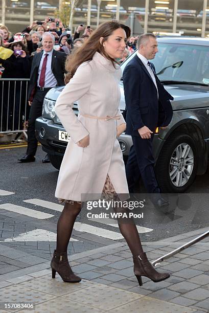 Catherine, Duchess of Cambridge visits Peterborough City Hospital during an official visit to Peterborough on November 28, 2012 in Peterborough,...