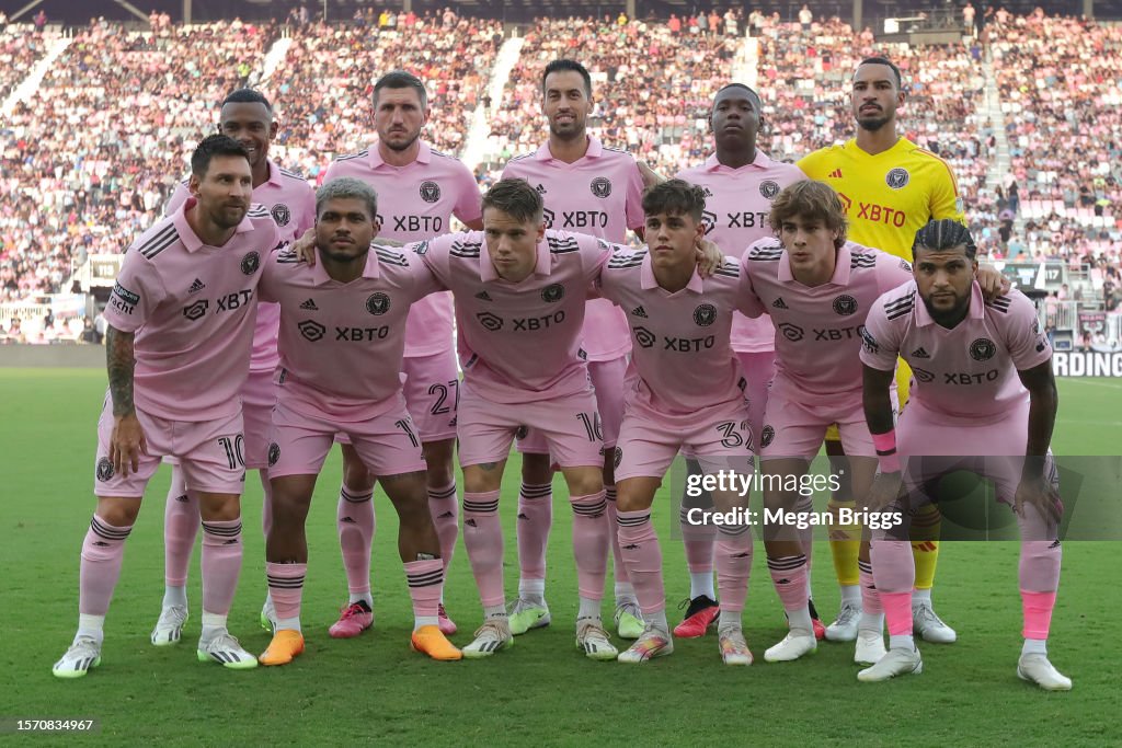 The Inter Miami CF starting squad poses prior to the Leagues Cup 2023 ...