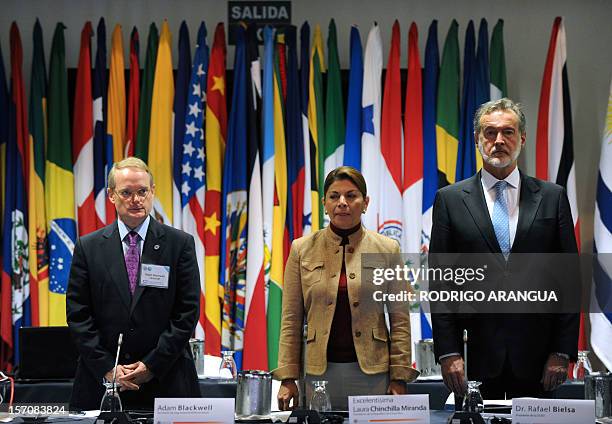 Inter-American Drug Abuse Control Commission's Executive Secretary, US Adam Blackwell , Costa Rican President Laura Chinchilla and Argentinian...